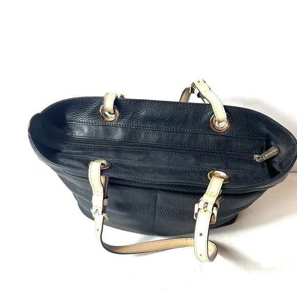 MICHAEL KORS Shoulder Bag Black Pebbled Leather NB-1504 Medium Tote Gold Tone - Picture 7 of 12